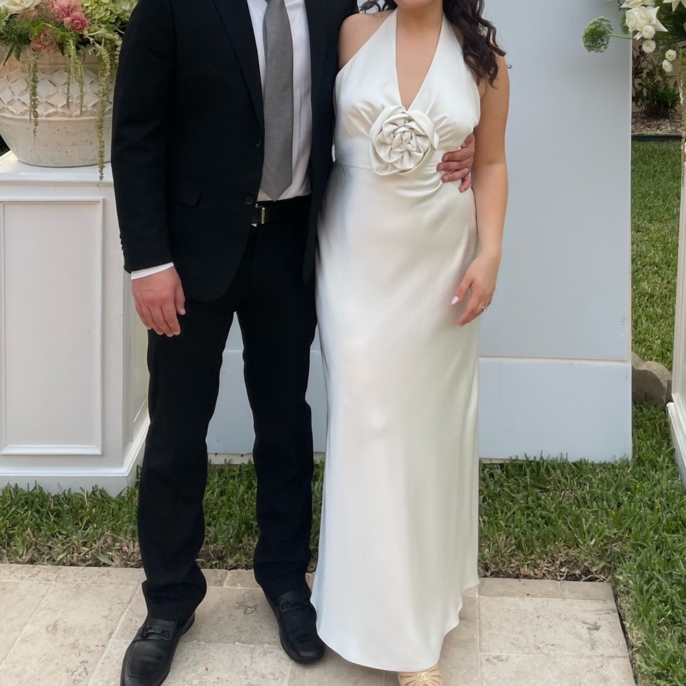 ANTONIO MELANI White Halter Wedding Dress
